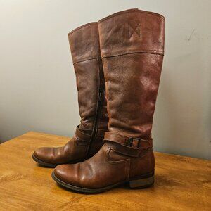 Aldo Women's Tall Riding Boots with Strap and Buckle Side Zip Size 9